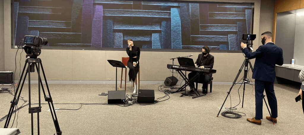 Tony Award Winner Eva Noblezada performs an in-office virtual concert